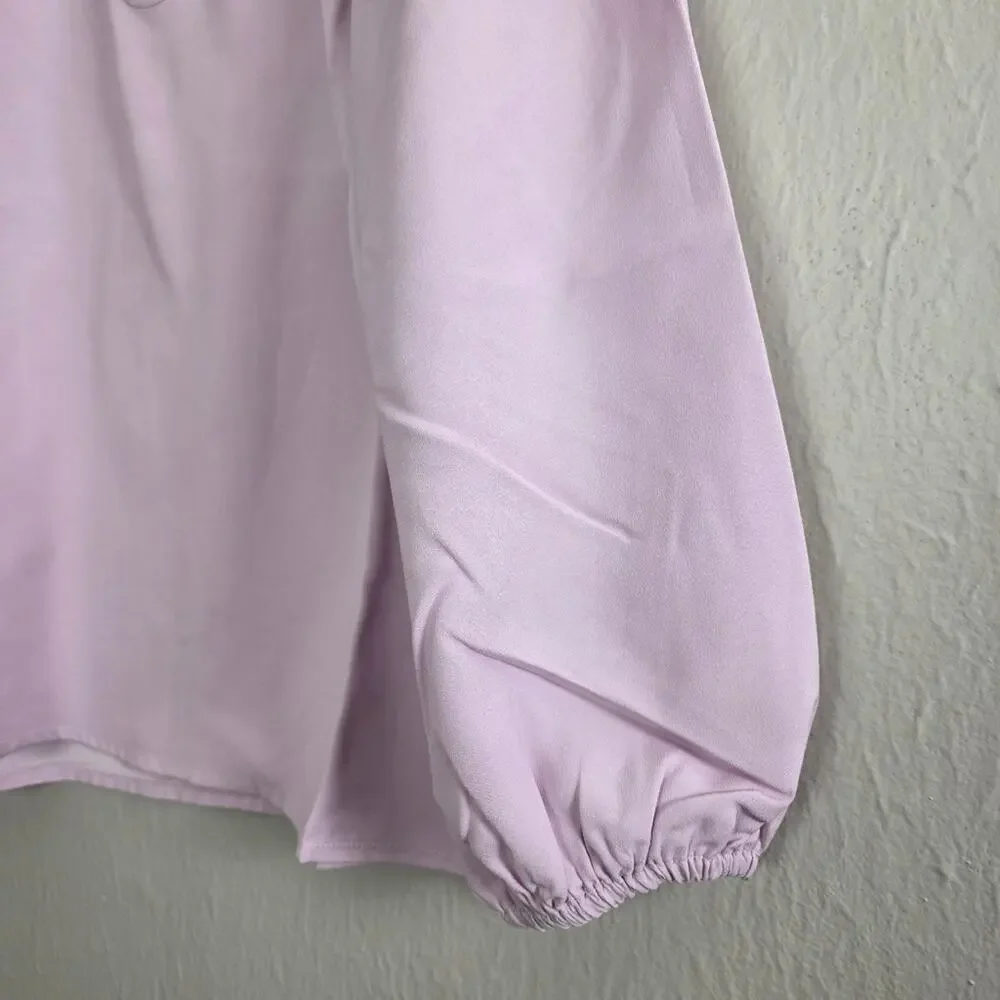 J. Crew Lavender Puff Sleeve Satin Back Crepe Blouse Top Petite Medium NWT